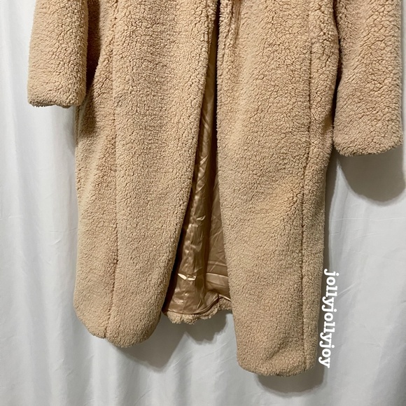 Torrid Beige Faux Fur Open Front Longline Teddy Coat 1X - Picture 8 of 13